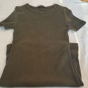 Olive Green Ribbed Dress